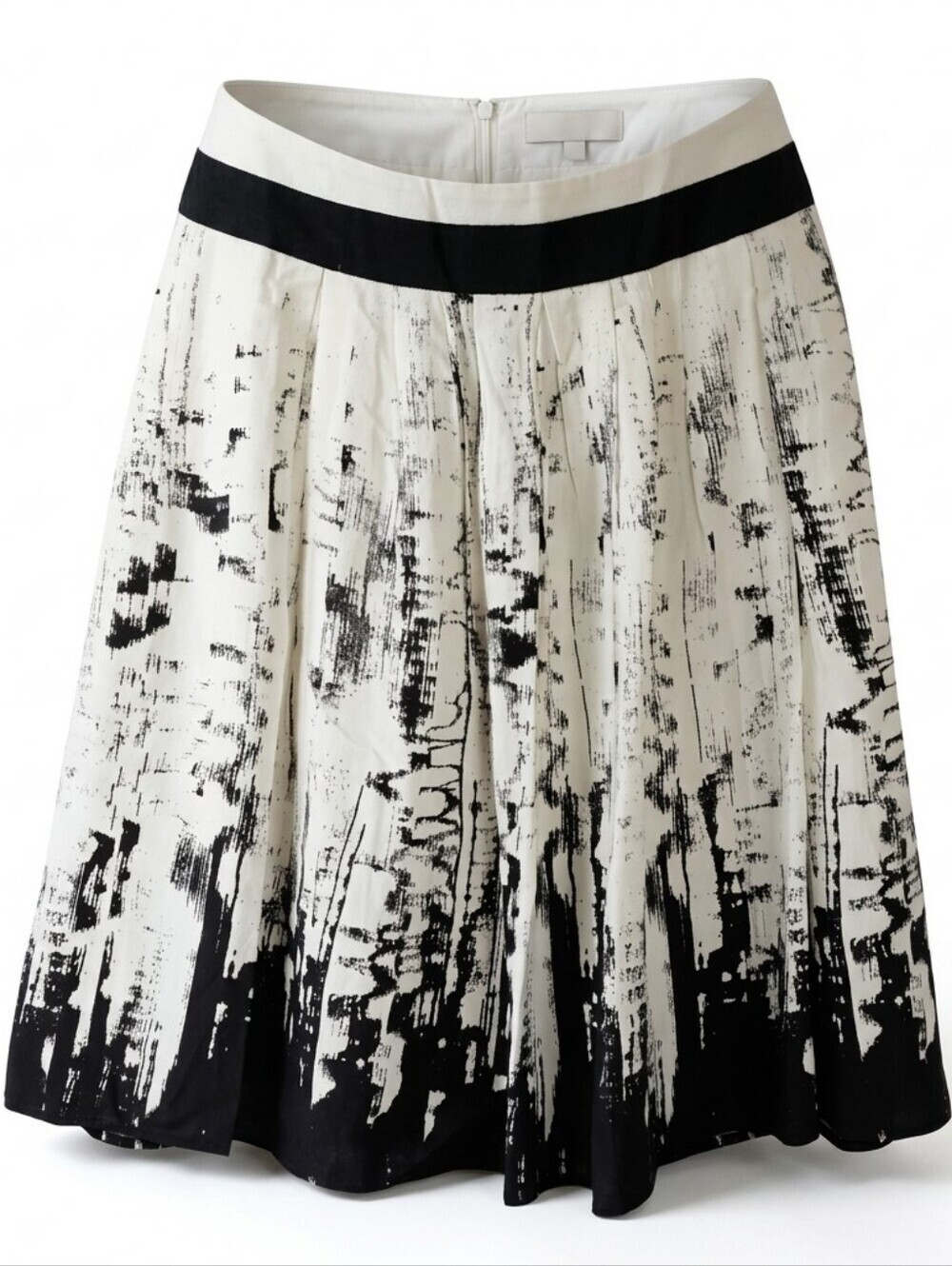Veronika Maine Abstract Brushstroke Pleated Skirt Sz 8 A-line Flowy Lightweight